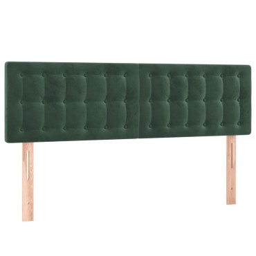 vidaXL Κρεβάτι Boxspring με Στρώμα & LED Σκ. Πράσινο 140x200εκ Βελούδο