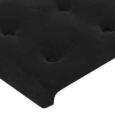 vidaXL Κρεβάτι Boxspring με Στρώμα & LED Μαύρο 180x200 εκ. Βελούδινο