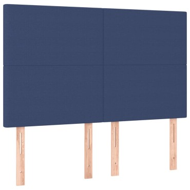 vidaXL Κρεβάτι Boxspring με Στρώμα & LED Μπλε 140x190cm Υφασμάτινο 1 τεμ. - Μονό