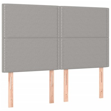 vidaXL Κρεβάτι Boxspring με Στρώμα & LED Αν.Γκρι 140x200εκ. Υφασμάτινο