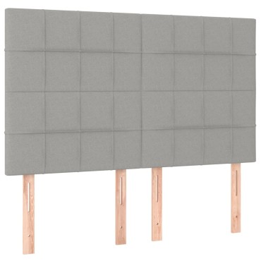 vidaXL Κρεβάτι Boxspring με Στρώμα & LED Αν.Γκρι 140x190εκ. Υφασμάτινο