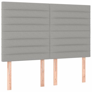 vidaXL Κρεβάτι Boxspring με Στρώμα & LED Αν.Γκρι 140x190εκ. Υφασμάτινο