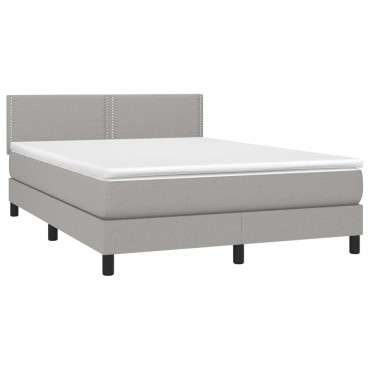 vidaXL Κρεβάτι Boxspring με Στρώμα & LED Αν.Γκρι 140x200 εκ Υφασμάτινο