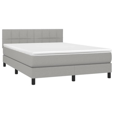 vidaXL Κρεβάτι Boxspring με Στρώμα & LED Αν.Γκρι 140x200 εκ Υφασμάτινο