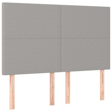 vidaXL Κρεβάτι Boxspring με Στρώμα & LED Αν.Γκρι 140x190εκ. Υφασμάτινο