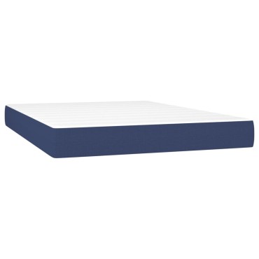 vidaXL Κρεβάτι Boxspring με Στρώμα & LED Μπλε 140x200cm Υφασμάτινο 1 τεμ. - Διπλό