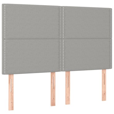 vidaXL Κρεβάτι Boxspring με Στρώμα & LED Αν.Γκρι 140x200εκ. Υφασμάτινο