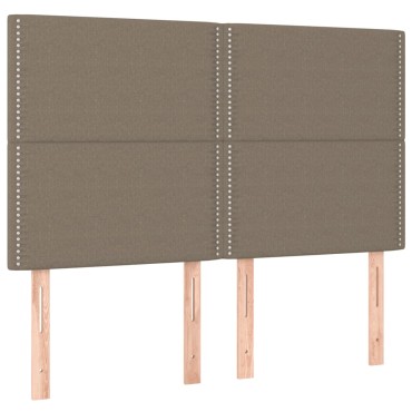 vidaXL Κρεβάτι Boxspring με Στρώμα & LED Taupe 140x200 εκ. Υφασμάτινο