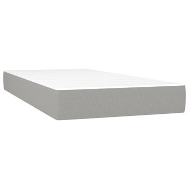 vidaXL Κρεβάτι Boxspring με Στρώμα & LED Αν.Γκρι 90x200 εκ. Υφασμάτινο