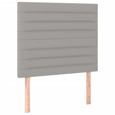 vidaXL Κρεβάτι Boxspring με Στρώμα & LED Αν.Γκρι 90x200 εκ. Υφασμάτινο