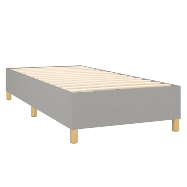 vidaXL Κρεβάτι Boxspring με Στρώμα & LED Αν.Γκρι 100x200εκ. Υφασμάτινο