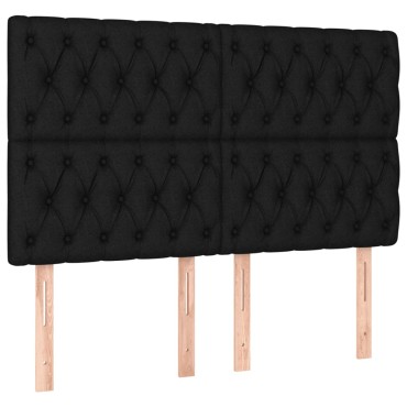 vidaXL Κρεβάτι Boxspring με Στρώμα & LED Μαύρο 140x200 εκ. Υφασμάτινο