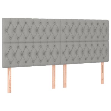 vidaXL Κρεβάτι Boxspring με Στρώμα & LED Αν.Γκρι 180x200εκ. Υφασμάτινο