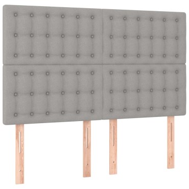 vidaXL Κρεβάτι Boxspring με Στρώμα & LED Αν.Γκρι 140x190εκ. Υφασμάτινο