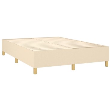 vidaXL Κρεβάτι Boxspring με Στρώμα & LED Κρεμ 140x190 εκ. Υφασμάτινο