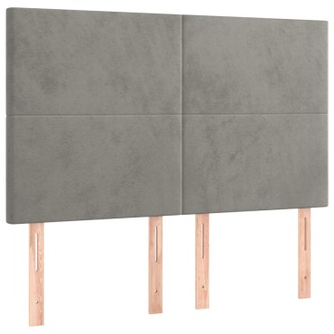 vidaXL Κρεβάτι Boxspring με Στρώμα & LED Αν.Γκρι 140x200 εκ. Βελούδινο