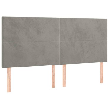 vidaXL Κρεβάτι Boxspring με Στρώμα & LED Αν.Γκρι 160x200 εκ. Βελούδινο