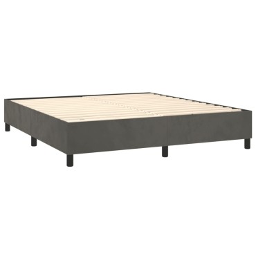 vidaXL Κρεβάτι Boxspring με Στρώμα & LED Σκ. Γκρι 160x200cm Βελούδινο 1 τεμ. - Διπλό