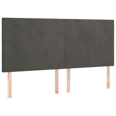vidaXL Κρεβάτι Boxspring με Στρώμα & LED Σκ. Γκρι 160x200cm Βελούδινο 1 τεμ. - Διπλό
