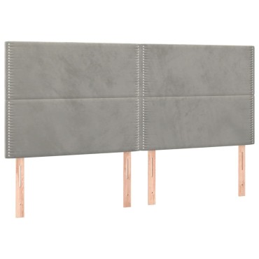 vidaXL Κρεβάτι Boxspring με Στρώμα & LED Αν.Γκρι 200x200 εκ. Βελούδινο