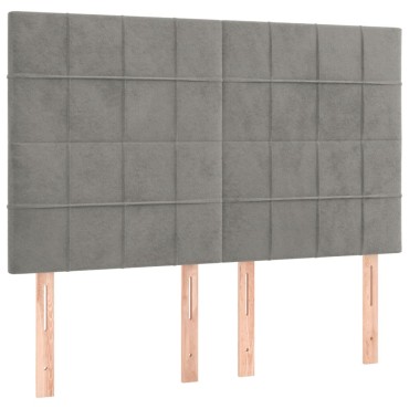 vidaXL Κρεβάτι Boxspring με Στρώμα & LED Αν.Γκρι 140x200 εκ. Βελούδινο