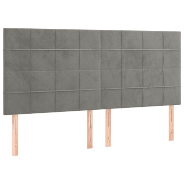 vidaXL Κρεβάτι Boxspring με Στρώμα & LED Αν.Γκρι 180x200 εκ. Βελούδινο