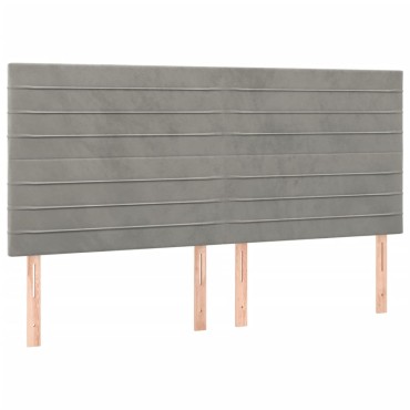 vidaXL Κρεβάτι Boxspring με Στρώμα & LED Αν.Γκρι 160x200 εκ. Βελούδινο