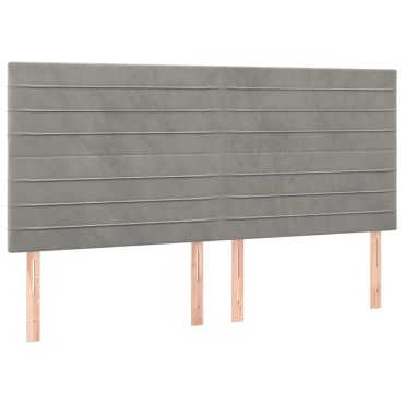 vidaXL Κρεβάτι Boxspring με Στρώμα & LED Αν.Γκρι 200x200 εκ. Βελούδινο