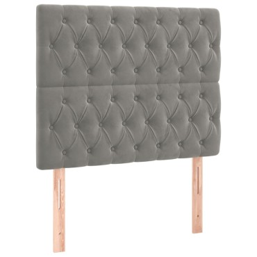 vidaXL Κρεβάτι Boxspring με Στρώμα & LED Αν.Γκρι 120x200 εκ. Βελούδινο