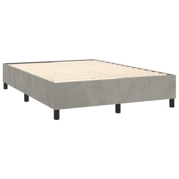vidaXL Κρεβάτι Boxspring με Στρώμα & LED Αν.Γκρι 140x200 εκ. Βελούδινο