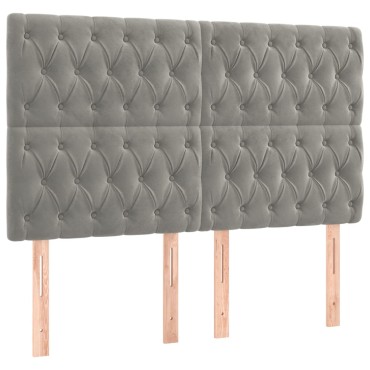 vidaXL Κρεβάτι Boxspring με Στρώμα & LED Αν.Γκρι 140x200 εκ. Βελούδινο