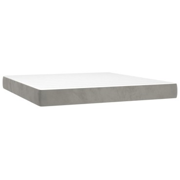 vidaXL Κρεβάτι Boxspring με Στρώμα & LED Αν.Γκρι 180x200 εκ. Βελούδινο