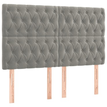 vidaXL Κρεβάτι Boxspring με Στρώμα & LED Αν.Γκρι 180x200 εκ. Βελούδινο