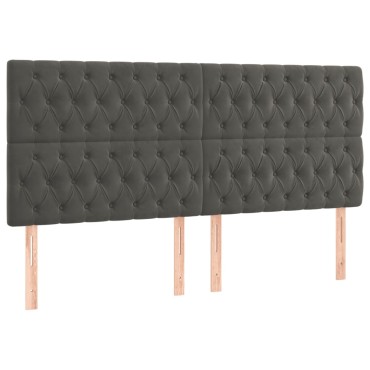 vidaXL Κρεβάτι Boxspring με Στρώμα & LED Σκ. Γκρι 200x200εκ. Βελούδινο