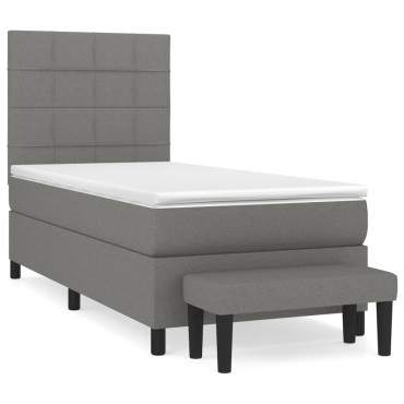 vidaXL Κρεβάτι Boxspring με Στρώμα Σκούρο Γκρι 90x200 εκ. Υφασμάτινο