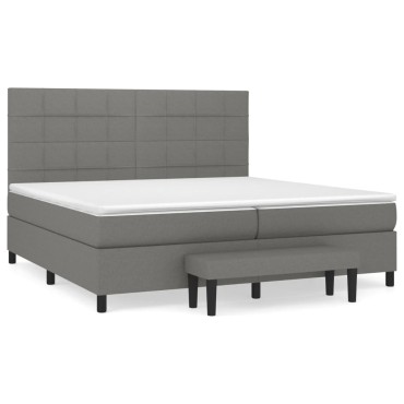 vidaXL Κρεβάτι Boxspring με Στρώμα Σκούρο Γκρι 200x200 εκ. Υφασμάτινο