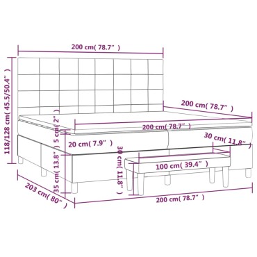 vidaXL Κρεβάτι Boxspring με Στρώμα Σκούρο Γκρι 200x200 εκ. Υφασμάτινο
