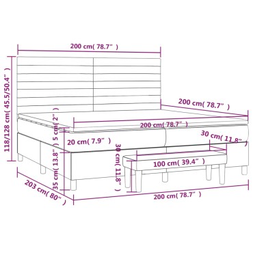 vidaXL Κρεβάτι Boxspring με Στρώμα Μαύρο 200x200 εκ. Υφασμάτινο