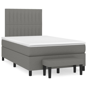 vidaXL Κρεβάτι Boxspring με Στρώμα Σκούρο Γκρι 120x200 εκ. Υφασμάτινο