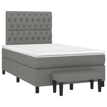 vidaXL Κρεβάτι Boxspring με Στρώμα Σκούρο Γκρι 120x200 εκ. Υφασμάτινο