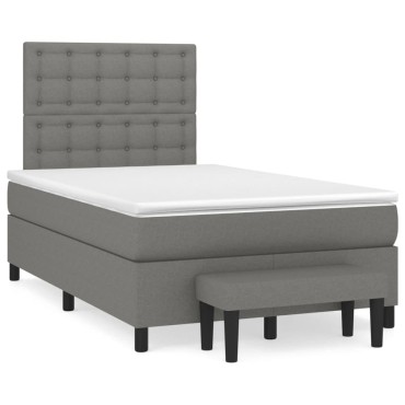 vidaXL Κρεβάτι Boxspring με Στρώμα Σκούρο Γκρι 120x200 εκ. Υφασμάτινο