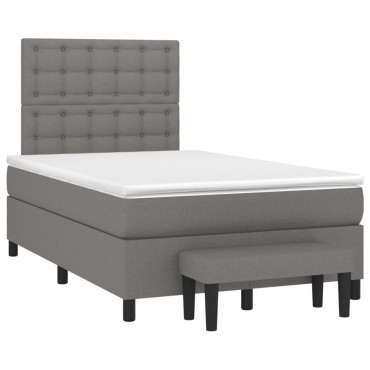 vidaXL Κρεβάτι Boxspring με Στρώμα Σκούρο Γκρι 120x200 εκ. Υφασμάτινο