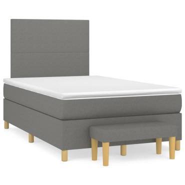 vidaXL Κρεβάτι Boxspring με Στρώμα Σκούρο Γκρι 120x200 εκ. Υφασμάτινο