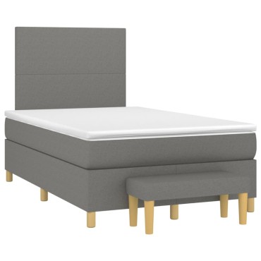 vidaXL Κρεβάτι Boxspring με Στρώμα Σκούρο Γκρι 120x200 εκ. Υφασμάτινο