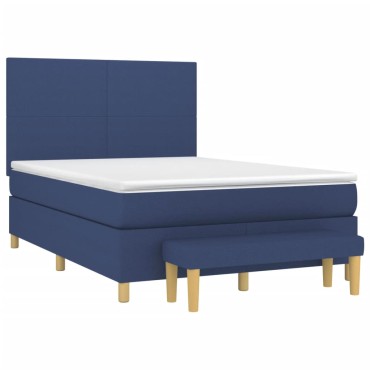 vidaXL Κρεβάτι Boxspring με Στρώμα Μπλε 140x200cm Υφασμάτινο 1 τεμ. - Διπλό