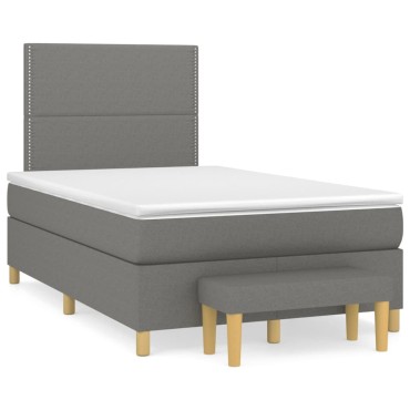 vidaXL Κρεβάτι Boxspring με Στρώμα Σκούρο Γκρι 120x200 εκ. Υφασμάτινο