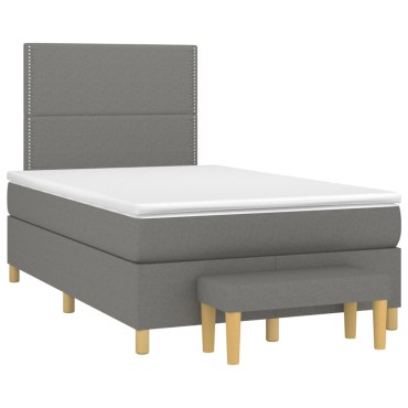 vidaXL Κρεβάτι Boxspring με Στρώμα Σκούρο Γκρι 120x200 εκ. Υφασμάτινο