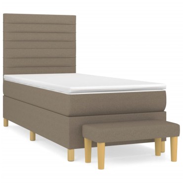 vidaXL Κρεβάτι Boxspring με Στρώμα Taupe 90x190 εκ.Υφασμάτινο