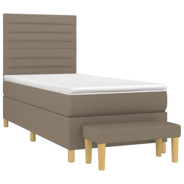 vidaXL Κρεβάτι Boxspring με Στρώμα Taupe 90x190 εκ.Υφασμάτινο
