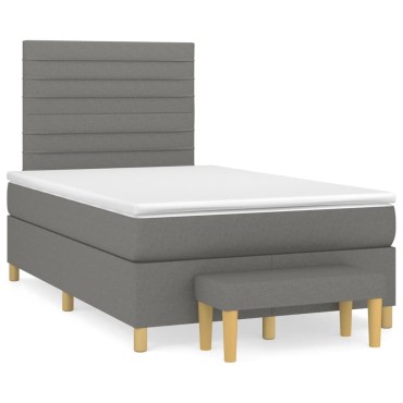 vidaXL Κρεβάτι Boxspring με Στρώμα Σκούρο Γκρι 120x200 εκ. Υφασμάτινο